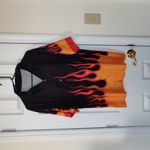 Flame button up guy fieri